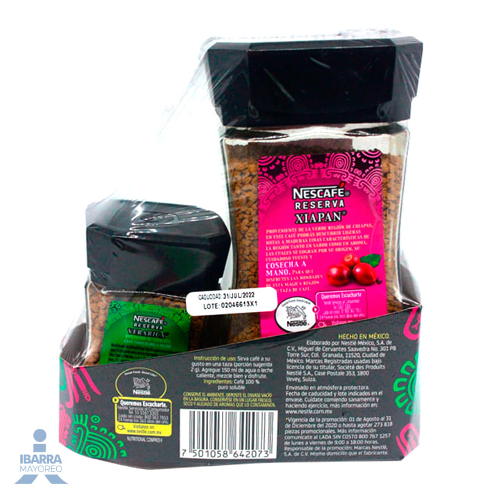 cafe nescafe reserva mexicana xiapan 180 g + reserva 50 g